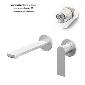 Serie Sprint rubinetto lavabo a leva singola a parete lucido cromato Design a due fori con sistema di installazione - Product Image 3