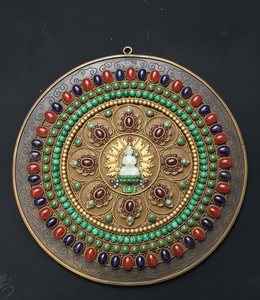 Handcrafted Energized Filigree <b>Statue</b> Tibetan Buddhism Brass Copper Casting <b>Religious</b> Mandala Figurine Rudra Gems Delhi - Product Image 2