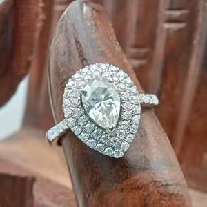 Juego de plata 925 100% satisfacción garantizada personalizado Fancy Solitaire Moissanite oro 14K/18k compromiso anillo de bodas de moda - Product Image 3