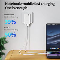 Pengisi daya Cepat 65W GaN, pengisi daya multi-perangkat Tipe C dengan QC PD Super cepat untuk perjalanan iPhone & Laptop