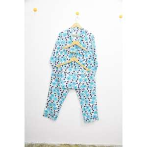 Modern Style Flower Design Floral Cotton Pajama Set Hand block Print Nightwear for Women Lightweight Summer Lounge Set - Product Image 6