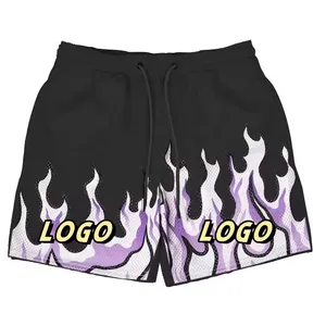 Fully customized flame 210g/250g mesh shorts men's sports shorts training polyester shorts fitness short for men American Size