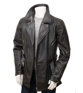 Abrigo largo de cuero de vaca genuino 100% de alta calidad Casual para hombres bolsillos con cremallera con viscos transpirables forro de satén de talla grande - Product Image 3