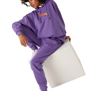 ชุดสเวตเตอร์แบบเรียบของผู้หญิงชุด2ชิ้นชุดจ็อกเกอร์ชุดวอร์มผ้าฝ้าย100% ขนาดใหญ่ชุดมีฮู้ด - Product Image 1