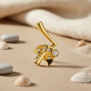 "เข็มกลัดเคลือบพลอยเทียมชุบทองเสน่ห์สำหรับเครื่องประดับอันหรูหราของผู้หญิง" - Product Image 2