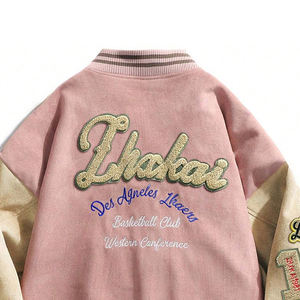 Veste de baseball à lettres brodées pour hommes, veste à taux de gros, coupe ample, vestes d'université de baseball d'automne et d'hiver - Product Image 6