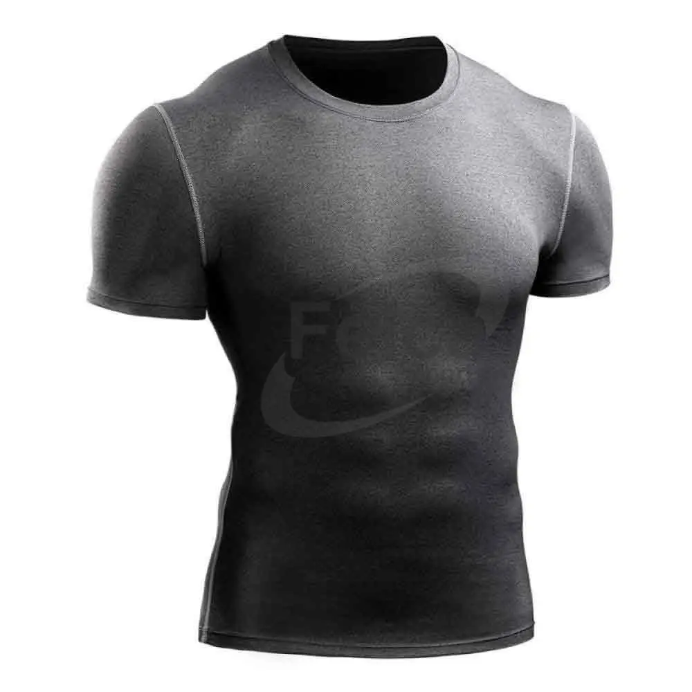 स्वनिर्धारित पुरुषों की जिम फिटनेस संपीड़न शर्ट त्वरित सूखी आधार परत शर्ट सांस फिटनेस शीर्ष कस्टम सादे संपीड़न शर्ट