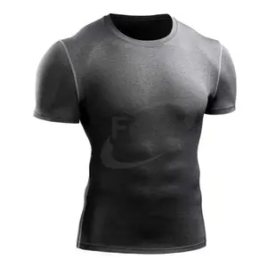 Camisa de compresión personalizada para gimnasio y Fitness para hombre, camisa de capa base de secado rápido, camiseta transpirable para Fitness, camiseta de compresión Lisa personalizada