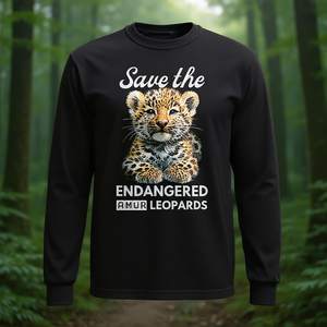 T-shirt à manches longues avec motif de petit léopard d'Amur menacé d'extinction - Product Image 3