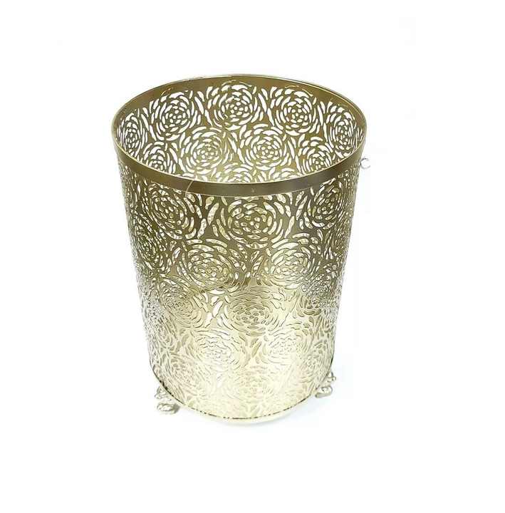 Artisan metal waste bin with textured finished and strong frame built for elegance functionality and long use