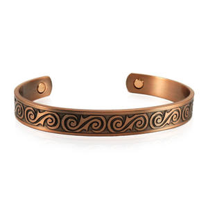 Engraved Swirl Design Pure <b>Copper</b> Cuff <b>Bracelet</b> (Adjustable) - Product Image 1