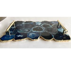 Plateaux en Agate les plus chauds pour la maison et l'hôtel plateau de service en Agate avec poignée en métal plateau à bijoux en Agate pour article cadeau - Product Image 3
