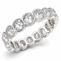 Bague d'éternité en diamant taille émeraude cultivé en laboratoire certifié IGI, plaqué or 14 carats, sertie à griffes, pour mariage et anniversaire