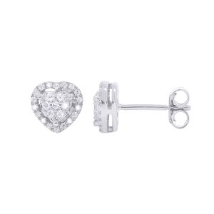 Round Diamond <b>Heart</b> Shape <b>Stud</b> <b>Earrings</b> - Product Image 2