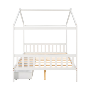 Personalizable vietnamita blanco de tamaño completo Dormitorio Plataforma Cama Dos cajones Cabecero Estribo OEM ODM Material de madera Apartamentos - Product Image 4