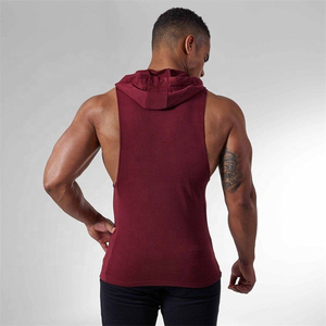 Men's 100% Cotton Sleeveless Hoodie Tank Top Muscle Fit Gym Workout <b>Vest</b> Athletic Fitness Apparel - Product Image 2