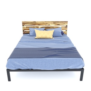 GN68033 Industrial Design Double <b>Bed</b> 160x200cm <b>Queen</b> & King <b>Sizes</b> Melaleuca Solid Wood Iron Frame for Home Bedroom Furniture - Product Image 3
