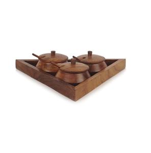 Bol de Handi Chatney en bois fait à la main de conception de modem classique avec cuillère jetable pour les restaurants d'hôtel de cuisine à domicile - Product Image 3