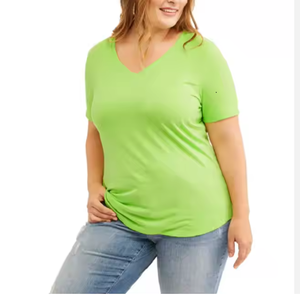 BD femmes été 100% coton haut ample col rond nœud col longue longueur Logo imprimé respirant à manches courtes T-Shirt - Product Image 2