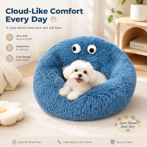 Cama Redonda Desmontable Tipo Donut para Perros y Gatos, de Felpa Larga y Suave, Cojín de Lujo, Fabricación Personalizada OEM al por Mayor - Product Image 1
