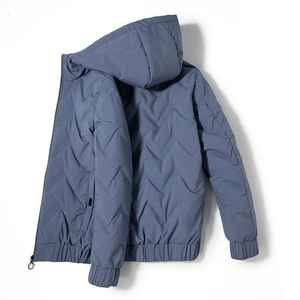 Chaqueta acolchada de plumón de pato con logotipo frontal de cuello levantado cálido aislado ligero Puffer de invierno - Product Image 5