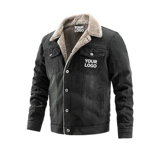 Vente en gros Vêtements de rue d'hiver personnalisés à la mode Vêtements pour hommes Jean noir vierge Veste en jean - Product Image 1