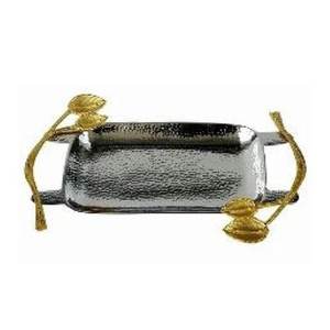 Las últimas bandejas de aluminio para servir con mango de hoja, forma personalizada, bandeja de mesa plateada para servir alimentos, usos en el hogar y hoteles - Product Image 1