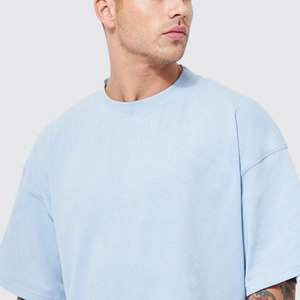 Urban Style Men's T-Shirt 100% Cotton Drop Shoulder Relaxed Fit Side Slit Hem Option Customizable Breathable for Daily Wear - Product Image 2