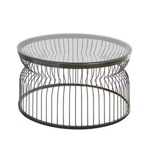 Tables basses avec cadres en fil de fer soudé et dessus en marbre exquis tables basses fortes, élégantes et d'inspiration commerciale - Product Image 6