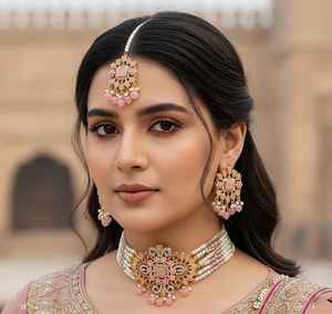 Collier long bleu victorien - Bijoux indiens - Bijoux pakistanais - Collier long indien - Collier à perles bleues - Product Image 4