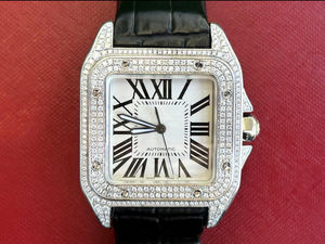 <span class=keywords><strong>Montre</strong></span> mécanique pour <span class=keywords><strong>homme</strong></span> de luxe avec bracelet en cuir de crocodile noir saphir moissanite 20 mm et cadran à aiguilles - Product Image 1