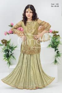 Robe en organza fantaisie prête à l'emploi de haute qualité pour filles vêtements pour enfants respirants pakistanais de qualité d'exportation avec décoration en dentelle - Product Image 3