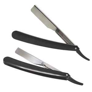 Rasoirs de coiffeur droite moderne rasage poignée noire coupe gorge rasoir ouvert outil de rasage Style turc par Caronia chirurgical - Product Image 3