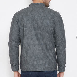 แจ็กเก็ตหนังสำหรับฤดูหนาวแบบบางของผู้ชายผ้าน้ำหนักเบามีคอตั้ง - Product Image 4