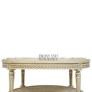 Table basse ronde de luxe avec plateau en marbre élégant et accents en laiton raffinés pour une décoration de salon élégante - Product Image 4