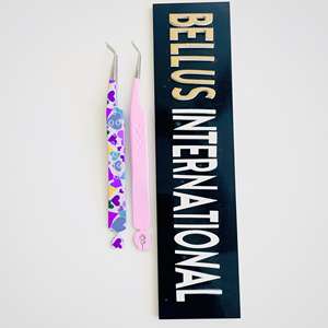 Pinzas para pestañas de 45 y 75 grados, pinzas japonesas para extensión de pestañas de acero inoxidable con diseño de mango personalizado y logotipo - Product Image 2