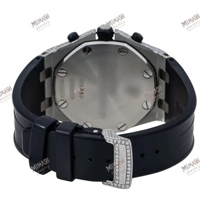 Luxueux Moissanite Diamant Chronographe Montre Noir Bande De Caoutchouc Verre Cadran Hip Hop Antique De Luxe Mode - Product Image 6