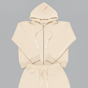 2025 conjunto de chándal con capucha sólido de 2 piezas para hombre 100% ropa de calle de lana de algodón moda Hip Hop con cierre de cremallera - Product Image 2