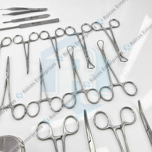 Juego de instrumentos de cirugía menor Kit quirúrgico de acero inoxidable con caja de esterilización autoclavable para uso veterinario y médico - Product Image 3