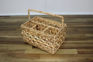 Cesta de Almacenamiento Rectangular de Jacinto de Agua Ecológica Artex Dong Thap con 3 Compartimentos y Asas (Diseño Multifuncional) - Product Image 4