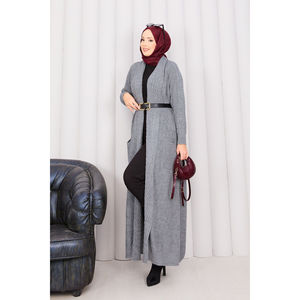 <span class=keywords><strong>Cardigan</strong></span> in Maglia con Collo <span class=keywords><strong>a</strong></span> Scialle e Treccia Grigia Casual per la Stagione Autunnale - Product Image 1