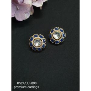 Trendy <b>Kundan</b> Stud Earrings 2025 Latest Indian Designer <b>Jewelry</b> Wholesale Fashion For Women Meenakari Trendy Moissanite Earring - Product Image 4