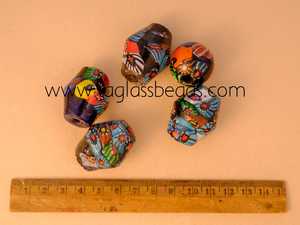 Murano Lampwork Glass <b>Bead</b> Strands Mixed Shapes Sizes & Multi-Color 12mm~24mm Black Indian Millefiori <b>Assorted</b> <b>beads</b> - Product Image 6