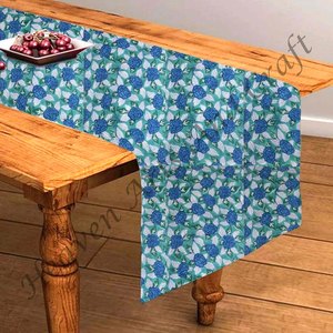 Indian Floral Hand Block Printed 100% Cotton Cloth Modern <b>Table</b> Runners For Wedding Events Home Decor Outdoor Use For Wedding - Product Image 1