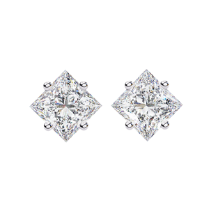 Boucles d'oreilles clous en diamant de laboratoire taille princesse, solitaires 1 carat, disponibles en or 10K, 14K, 18K et argent 925, classiques pour femme - Product Image 1