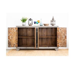 Luxury Furniture Modern Design Solid Mango Wooden Handicraft Piece Hand Carving <b>Sideboard</b>, <b>Kitchen</b> Cabinet - Product Image 3
