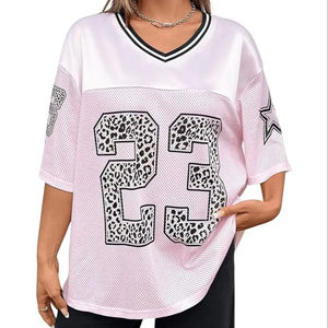 Jersey de mujer de moda, camisetas de gran tamaño, gráfico de letras, cuello en V, Media manga, ropa de calle, camisetas cómodas y elegantes - Product Image 1