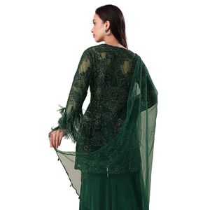 ชุด Palazzo ปักเลื่อมแฟนซีขวดสีเขียวแบบสั่งทำสำหรับผู้หญิงเสื้อผ้าชาติพันธุ์ผลิตจากโรงงาน - Product Image 5