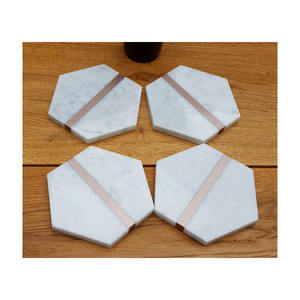 Ensemble de dessous-de-verre en marbre et en pierre faits à la main avec motif floral, qualité supérieure pour la décoration de la maison - Product Image 1