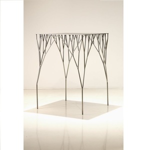 Meubles style salon rond moderne pieds en métal argenté Table d'appoint en métal moderne - Product Image 1